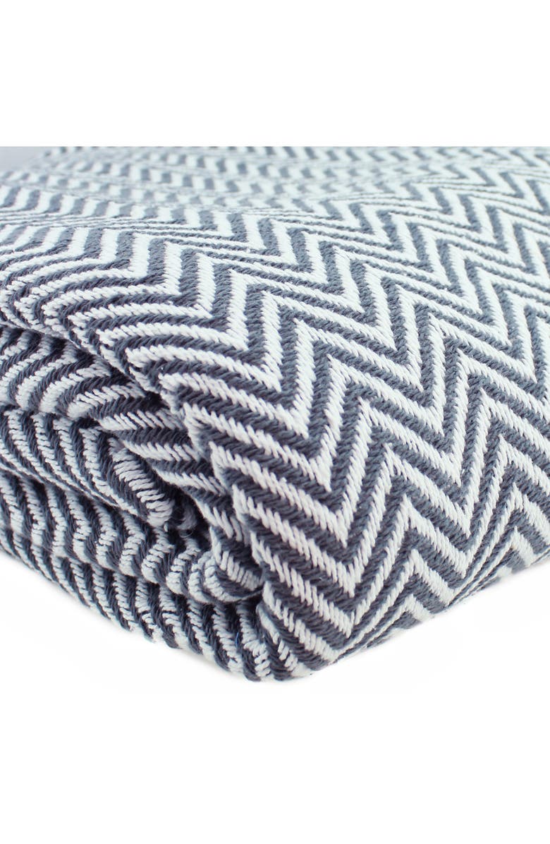 MELANGE HOME Cotton Herringbone Blanket, Alternate, color, Grey