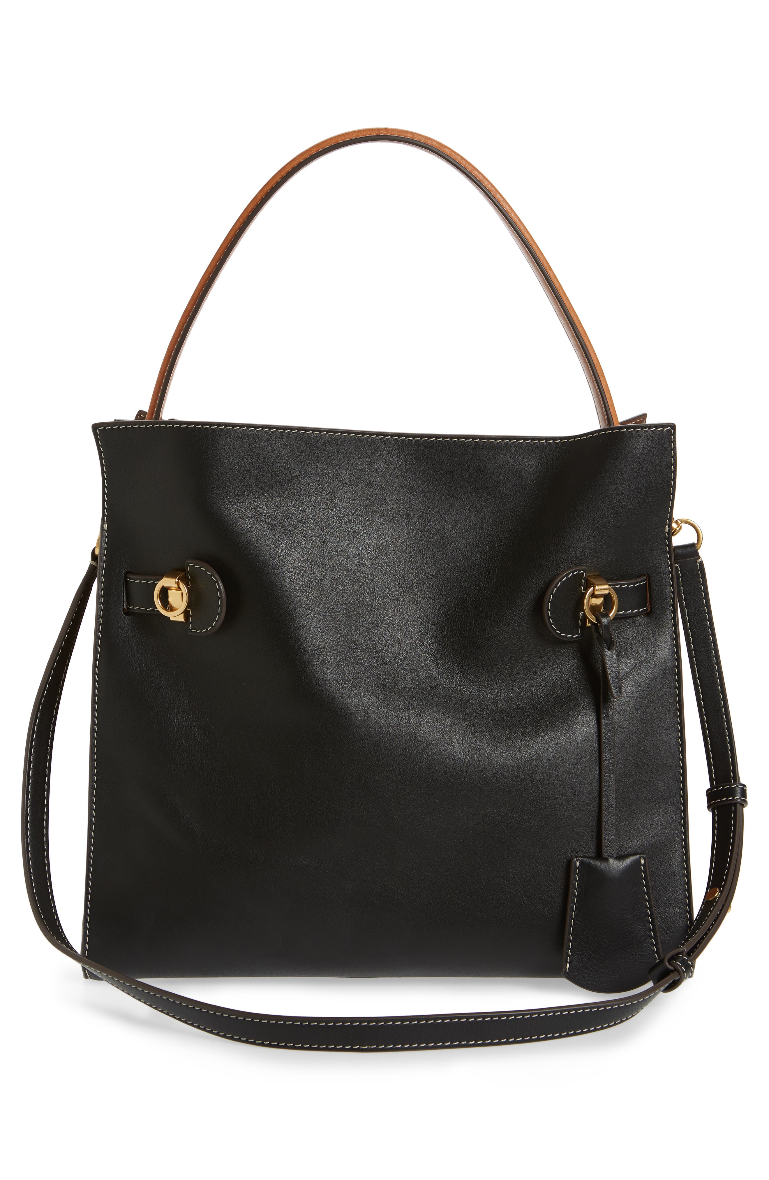 Tory Burch Lee Radziwill Leather Double Bag, Alternate, color, 