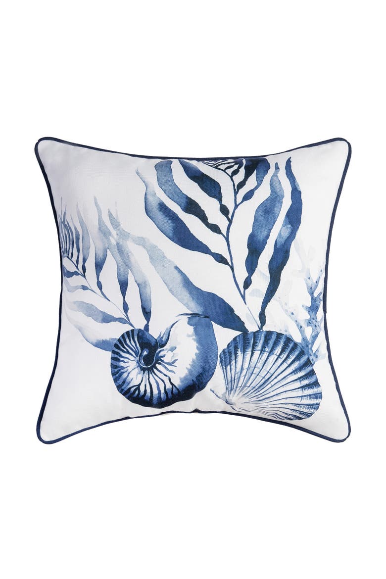 Midnight Lagoon Shells Pillow, Main, color, Blue