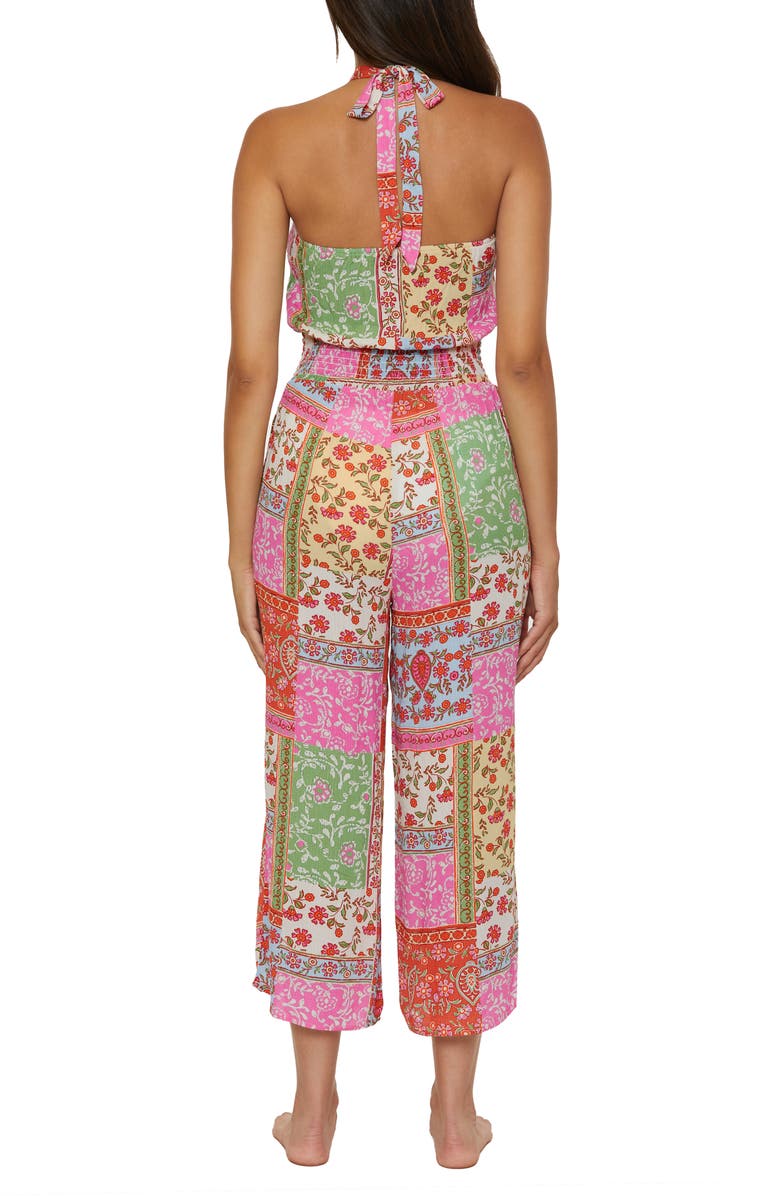Lucky Brand Seville Crop Cover-Up Jumpsuit, Alternate, color, Pink Multi