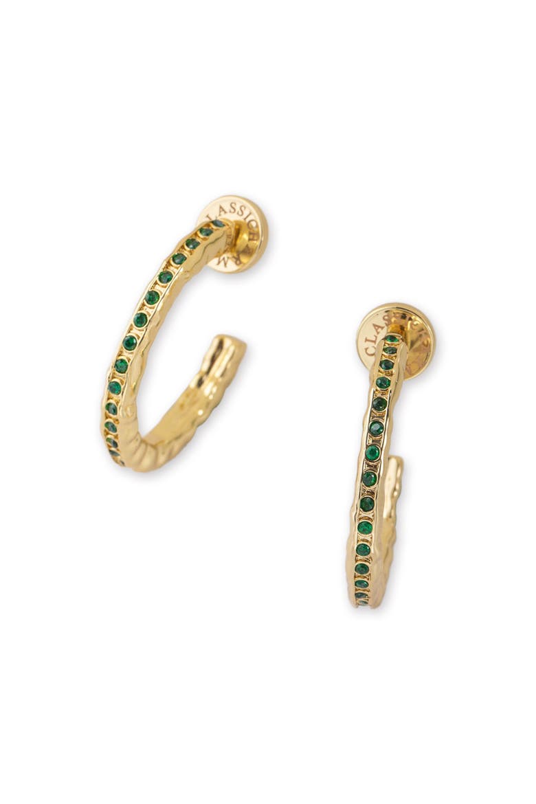 Stella Molten Color Cubic Zirconia Hoop Earrings, Main, color, Gold/Green