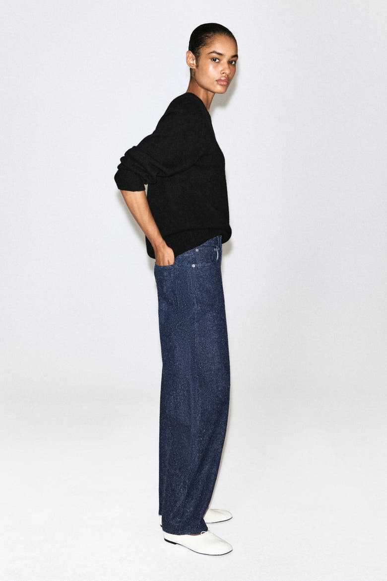 Inlet Bouclé Curved-leg Jeans, Alternate, color, BLUE