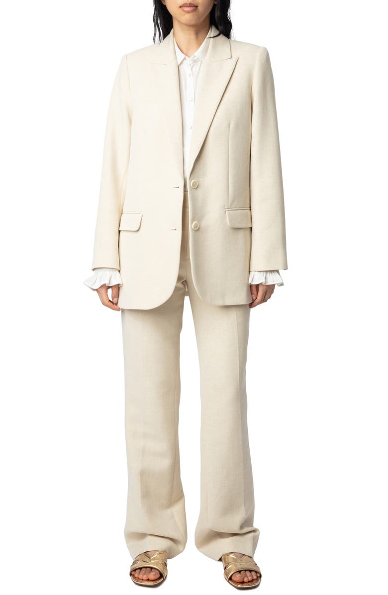 Zadig & Voltaire Viva Shimmer Cotton Blend Blazer, Alternate, color, 