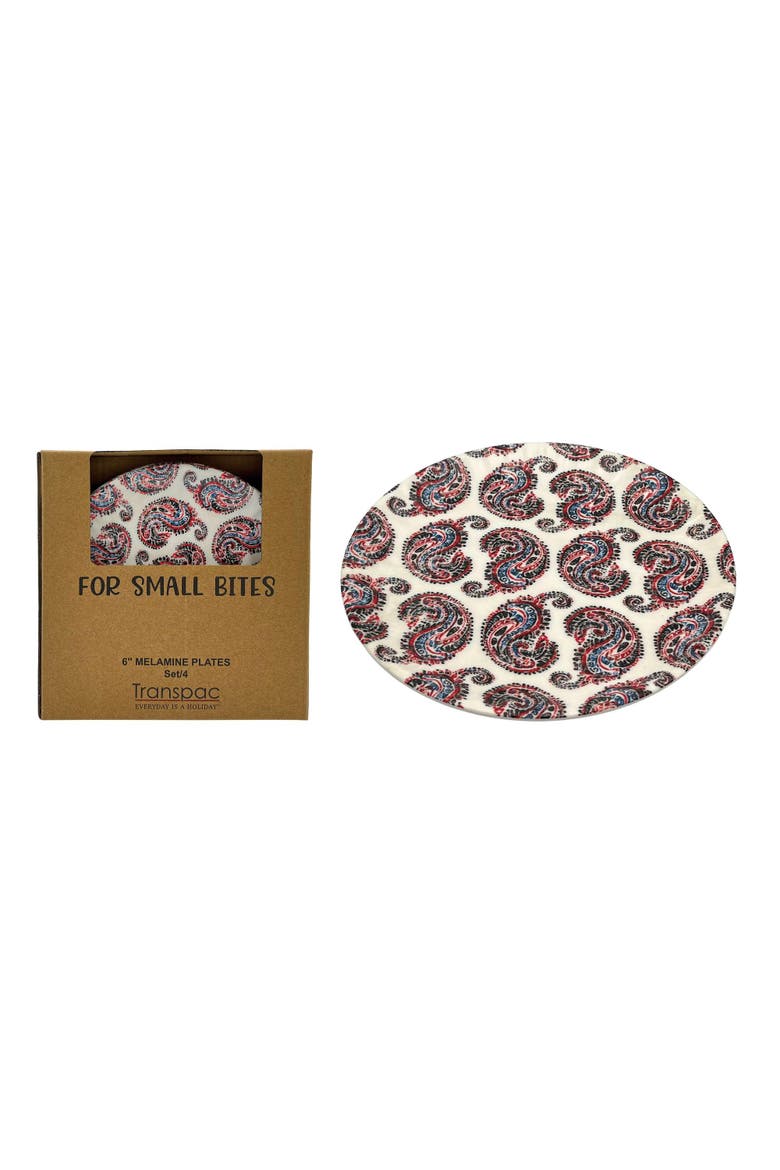 Melamine Blue Bandana Appetizer Plates Set of 4 Patriotic Home Dining Decor, Main, color, Blue