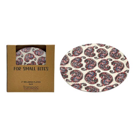 Melamine Blue Bandana Appetizer Plates Set of 4 Patriotic Home Dining Decor