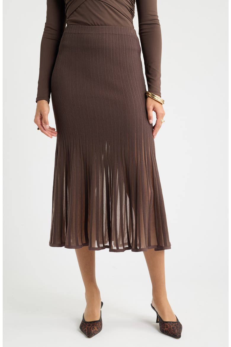 Ribbed Sweater Midi Skirt, Main, color, BROWN SEAL