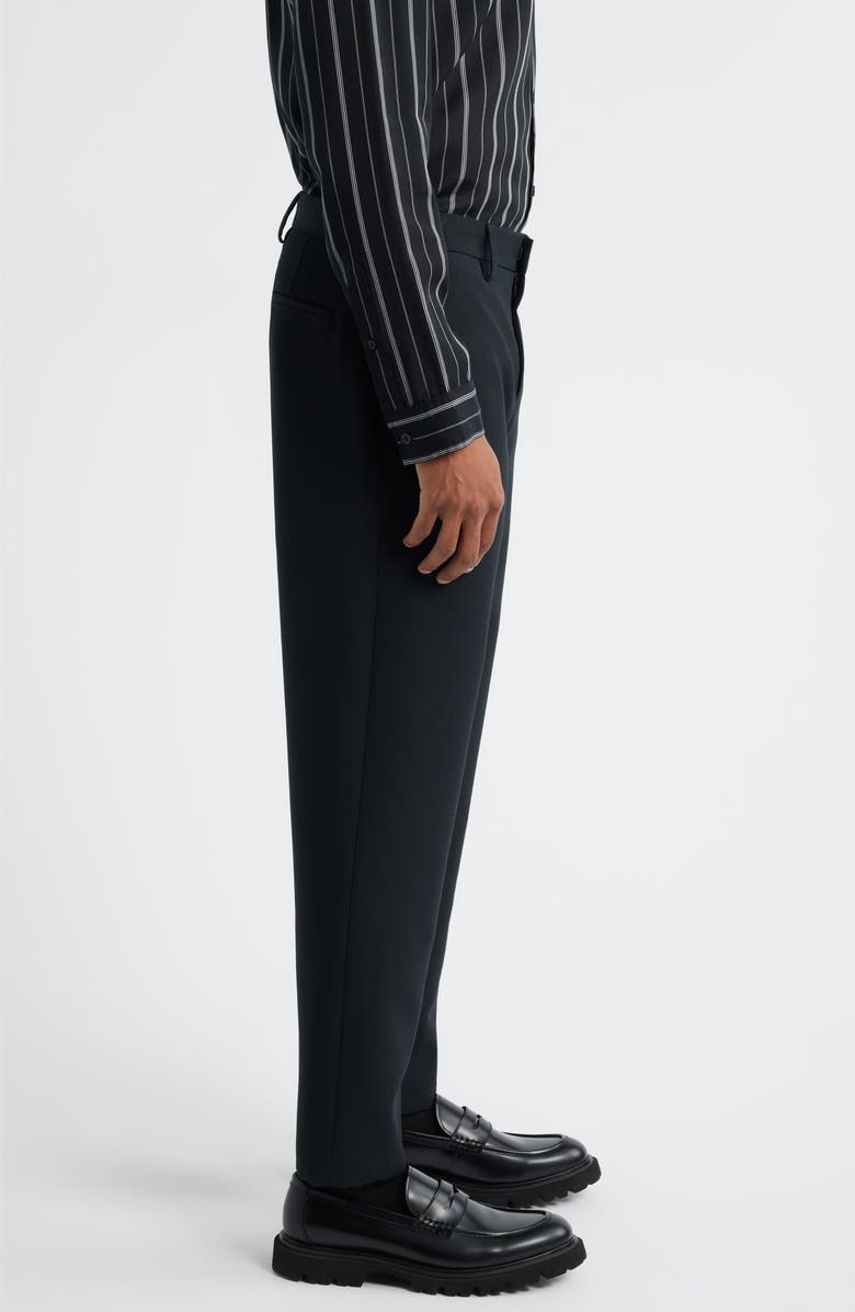 Open Edit Flat Front Tapered Stretch Twill Dress Pants, Alternate, color, Black Caviar