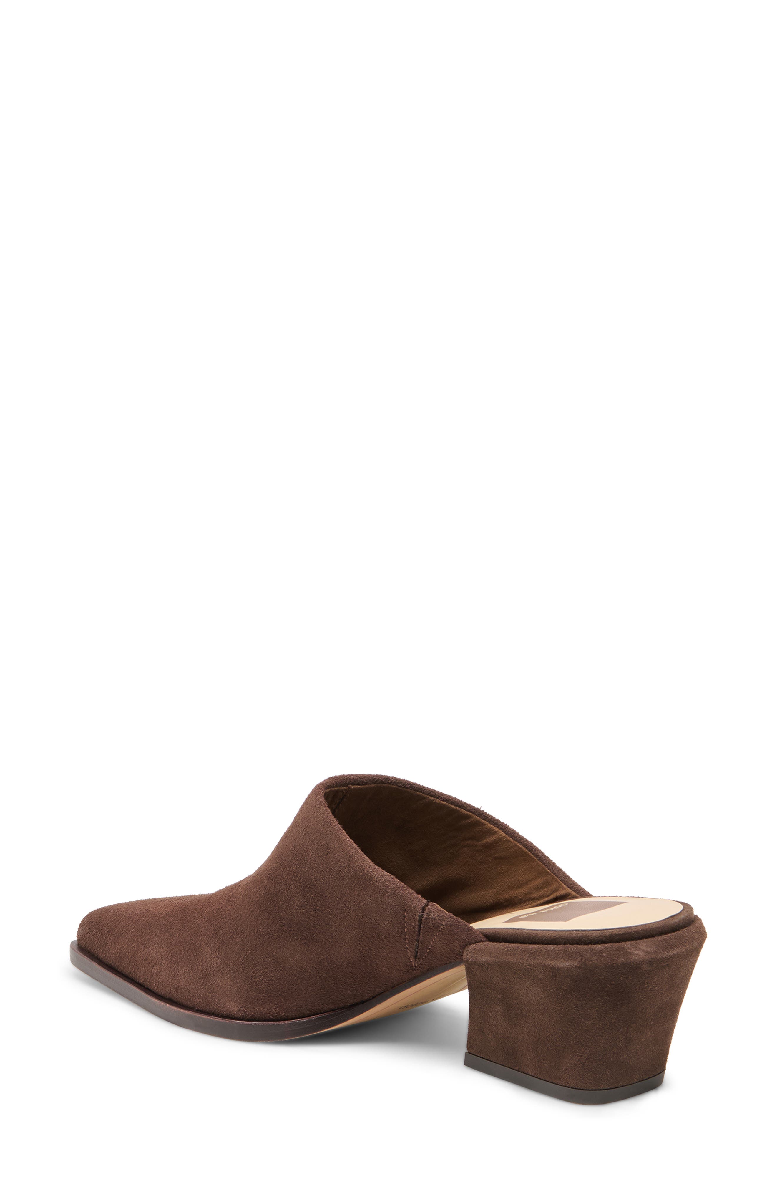 Leyton Square Toe Mule, Alternate, color, DARK BROWN SUEDE