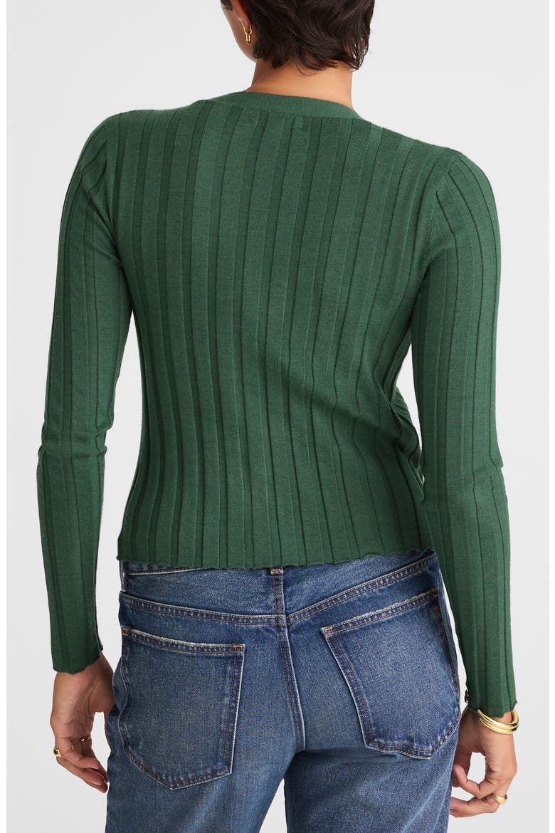 Rib V-Neck Merino Wool & Silk Cardigan, Alternate, color, BOTANICAL GREEN