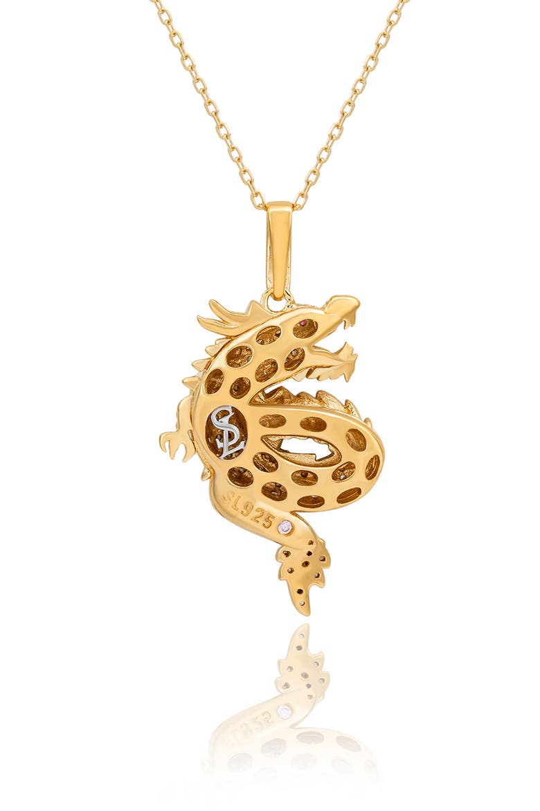 Pavé Cubic Zirconia Dragon Pendant Necklace, Alternate, color, GOLD/ CUBIC ZIRCONIA
