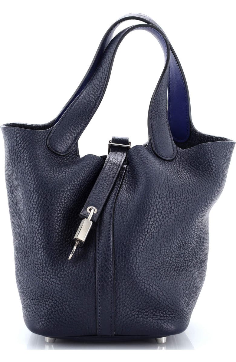 Pre-Owned Hermes Eclat Picotin Lock Bag Clemence with Swift PM, Main, color, Bleu Nuit