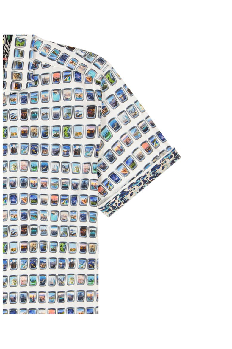 Paradis Portal Short Sleeve Stretch Cotton Button-Up Shirt, Alternate, color, WHITE MULTI