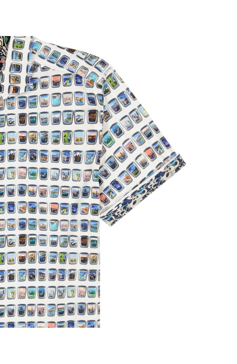 Robert Graham Paradis Portal Short Sleeve Stretch Cotton Button-Up Shirt, Alternate, color, White Multi