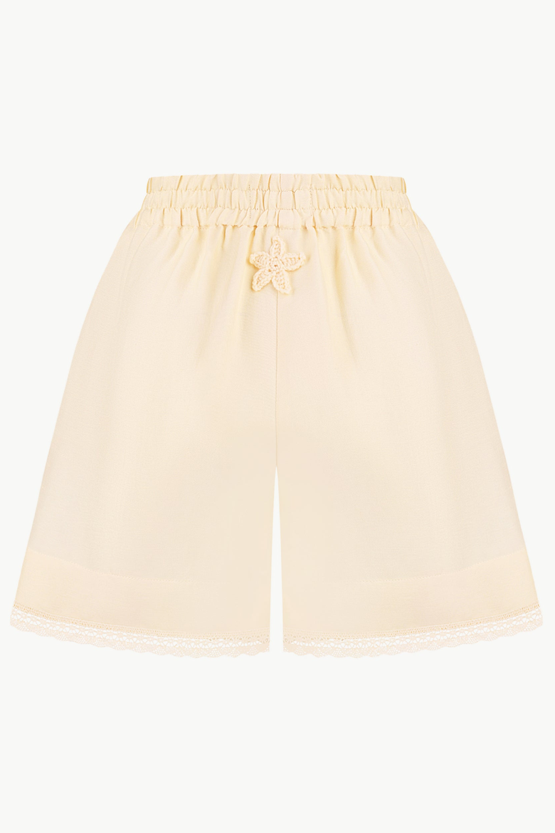 Lace-Trimmed High-Waisted Shorts, Alternate, color, Light Apricot