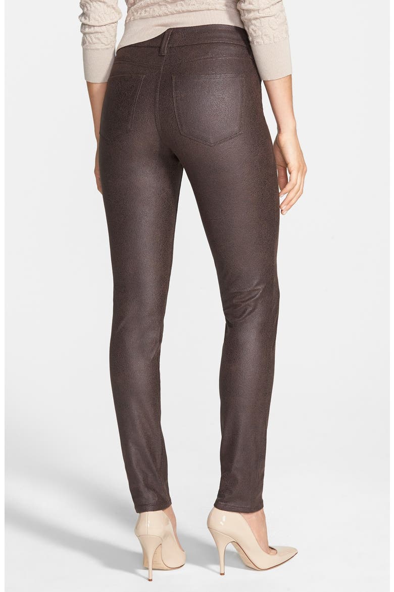 'Alina' Stretch Faux Leather Skinny Jeans, Alternate, color, KODIAK