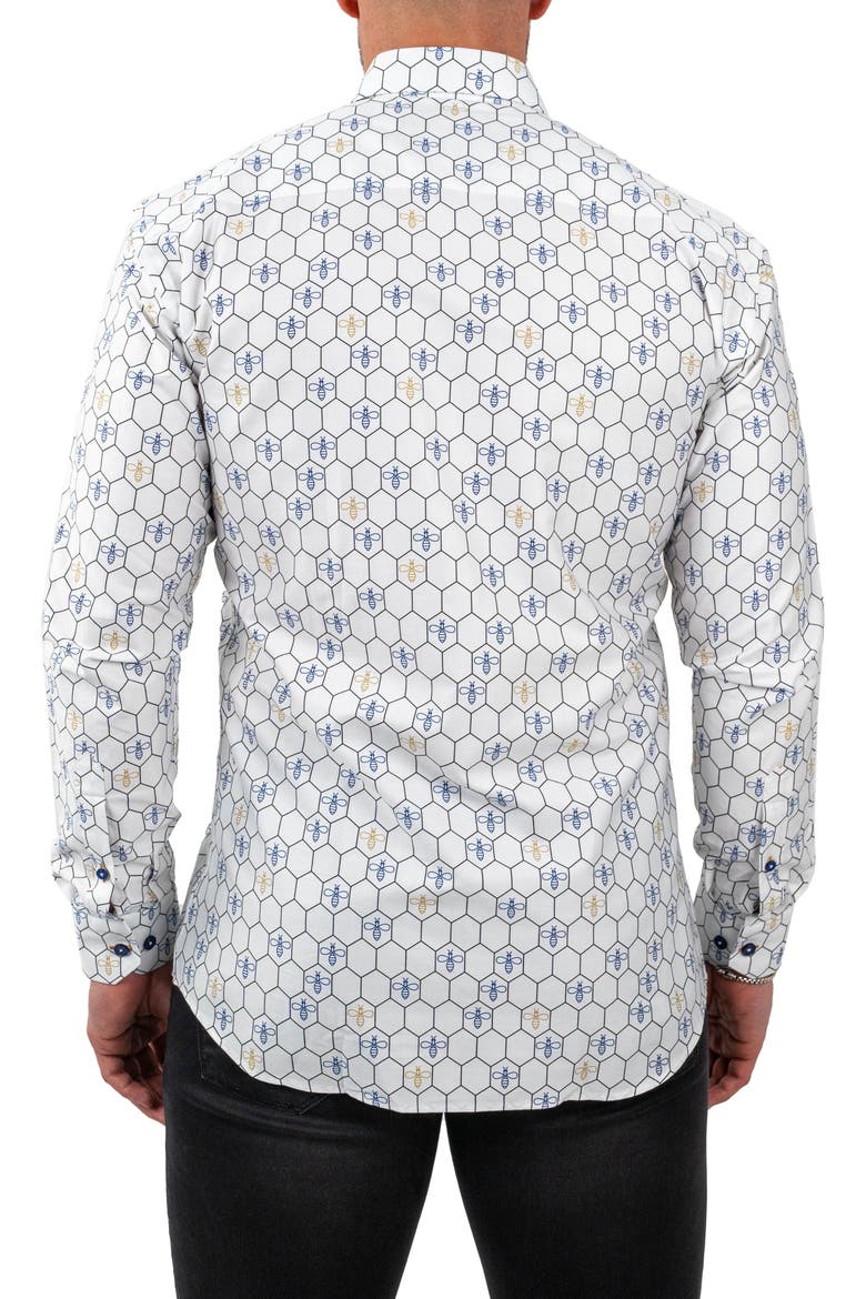 Fibonacci Bumblegon White Contemporary Fit Button-Up Shirt, Alternate, color, WHITE
