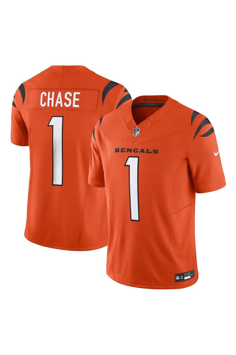 Men's Nike Ja'Marr Chase Orange Cincinnati Bengals Vapor F.U.S.E. Limited Jersey, Main, color, Orange