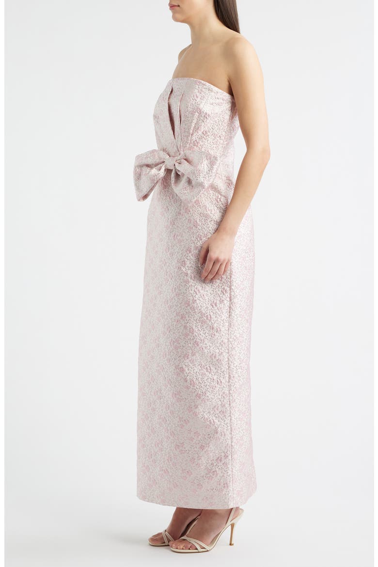 Tiernan Metallic Floral Embroidery Strapless Column Gown, Alternate, color, CONCH SHELL PINK RITSY DITSY