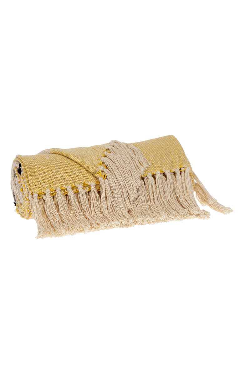 PARKLAND COLLECTION Inca Fringe Throw Blanket, Alternate, color, Yellow