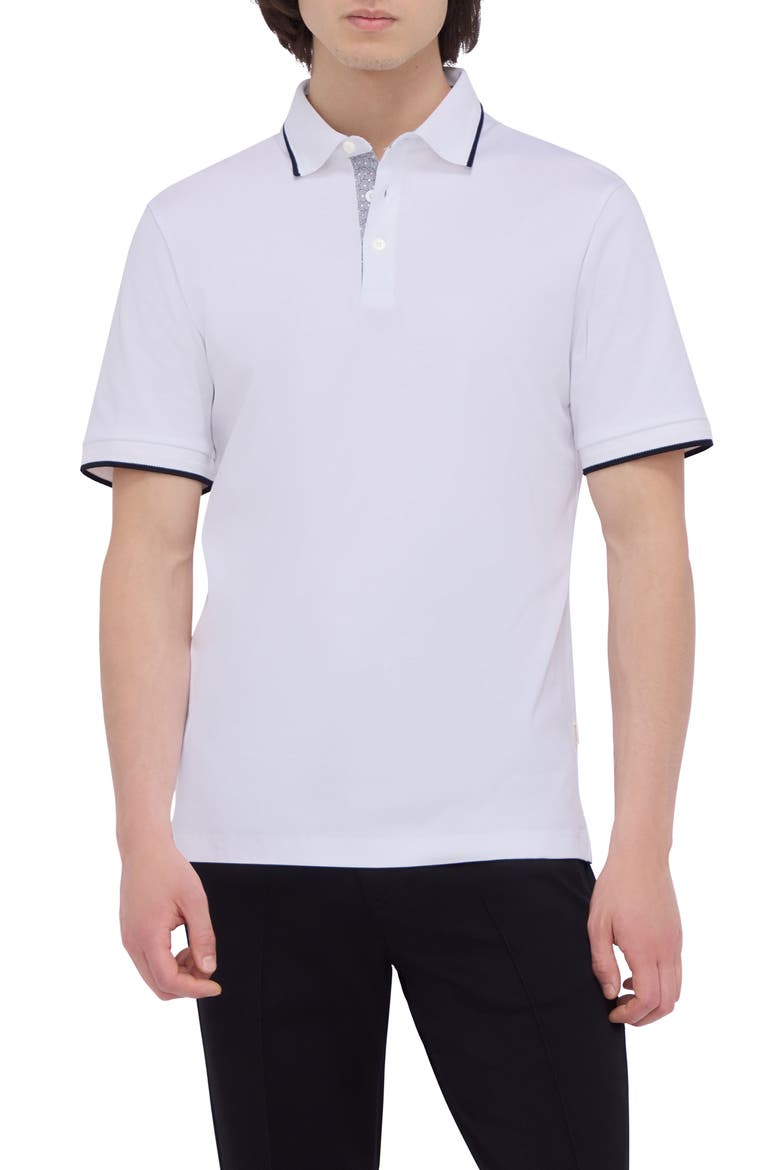 Tipped Contrast Collar Polo, Main, color, WHITE