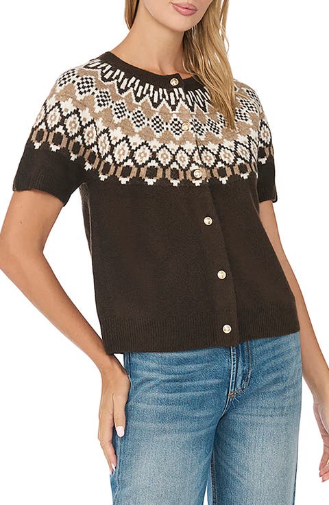 Fair Isle Short Sleeve Cardigan