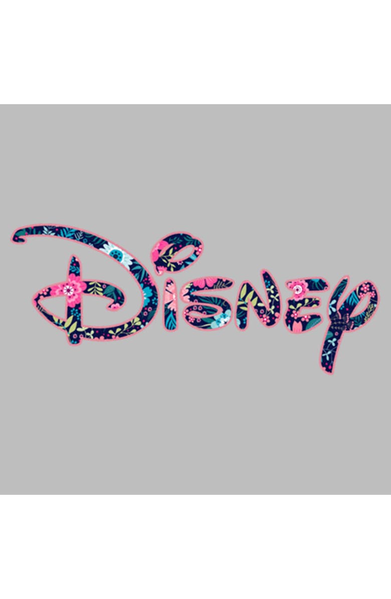 Disney Women's Disney Floral Logo  Graphic T-Shirt, Alternate, color, Athletic Heather