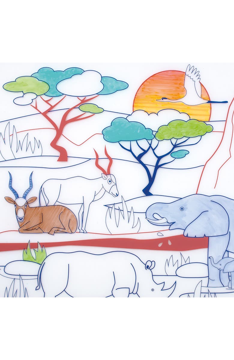 Scrunch African Savanna Reusable Coloring Mat & Washable Markers, Alternate, color, Multi