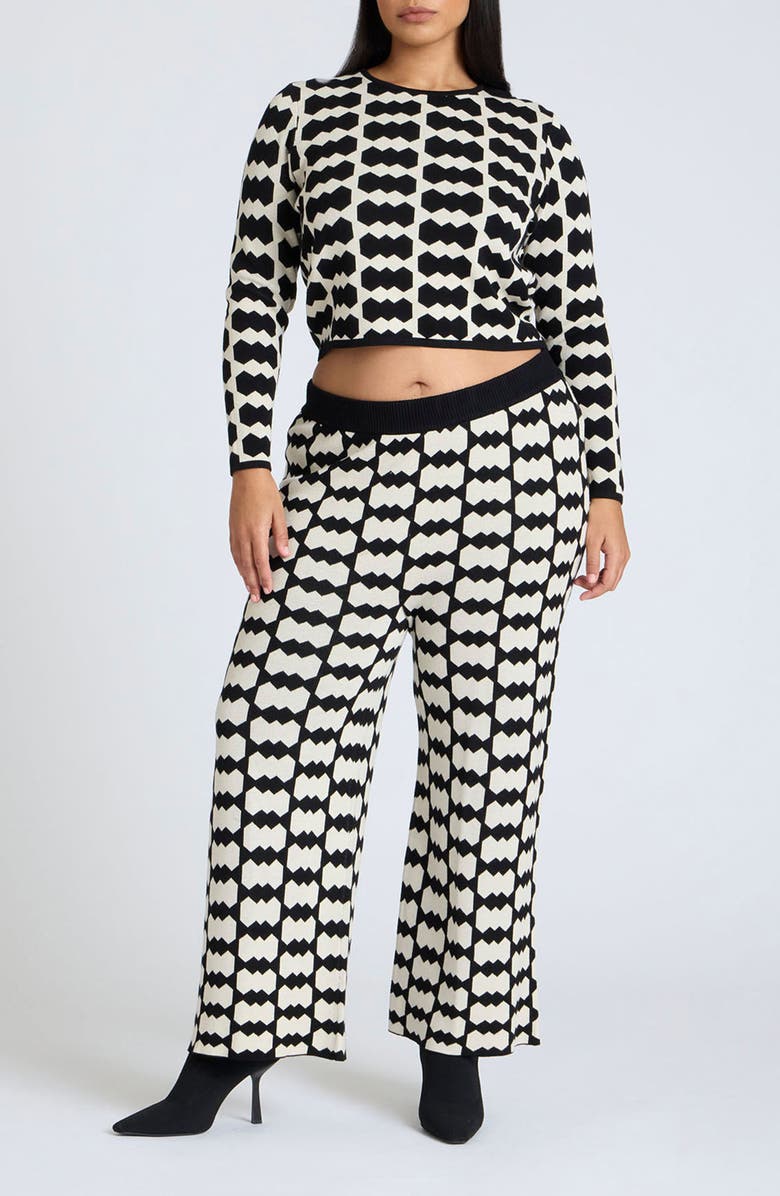 ELOQUII Intarsia Straight Leg Sweater Pants, Alternate, color, 