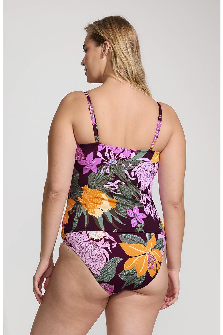 D-Cup Slender Suit U-Wire Bandeau Tankini Top, Alternate, color, Dark Wine Multi Floral Blooms