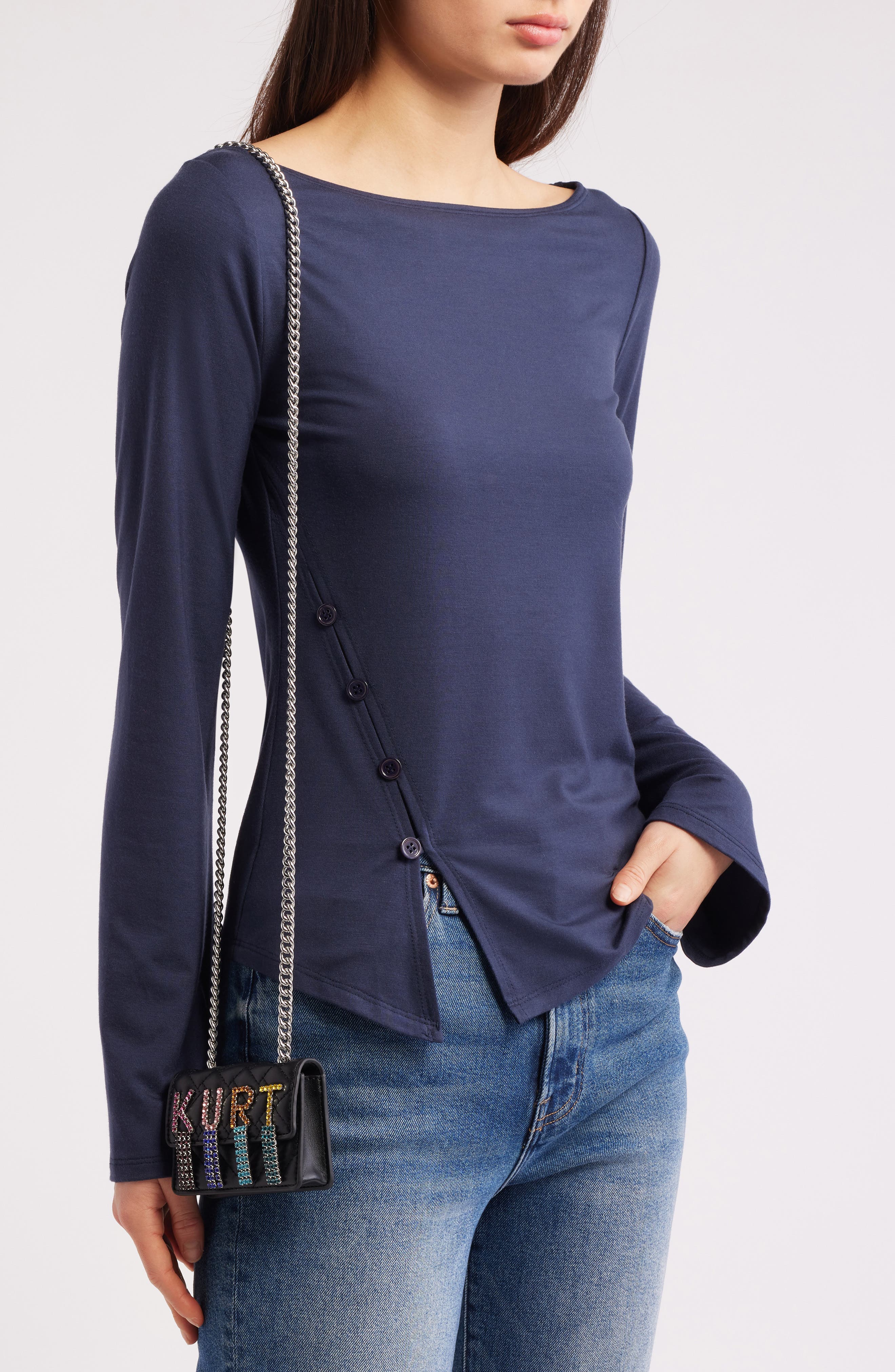 Kurt Geiger London Micro Kensington Crystal Kurt Crossbody Bag, Alternate, color, 