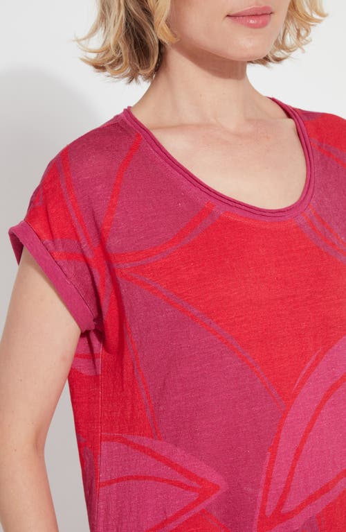 Lyssé Classic Print Stretch Linen T-shirt In Electro Blocks