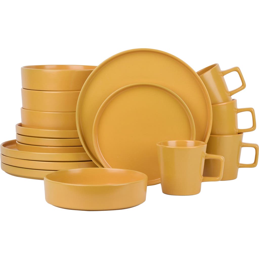 Stone Lain Cleo Stoneware 16-piece Dinnerware Set In Yellow