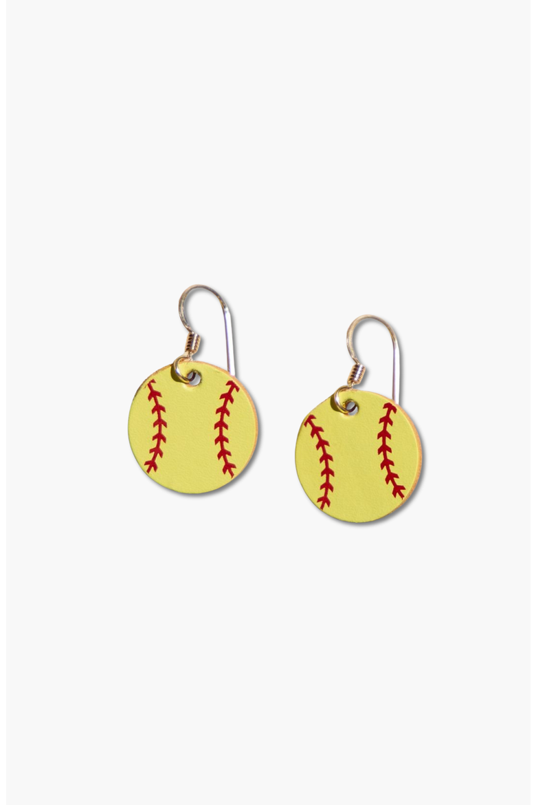 Mini Softball Slugger Earrings, Main, color, Yellow
