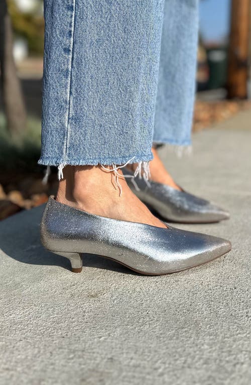 Seychelles Libertine Pointed Toe Kitten Heel Pump In Silver