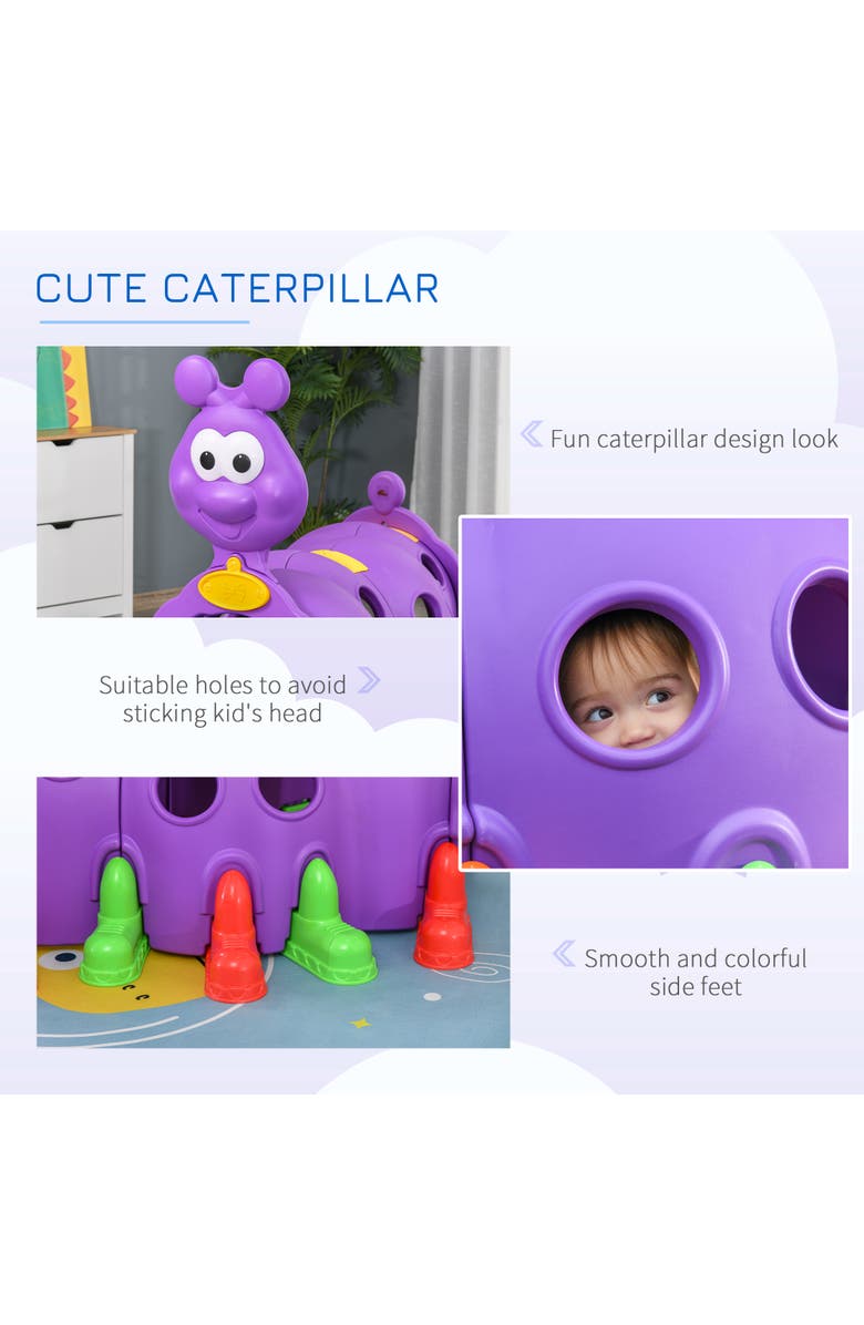 Qaba Caterpillar Climbing Tunnel for Kids Climb-N-Crawl Toy, Alternate, color, Purple