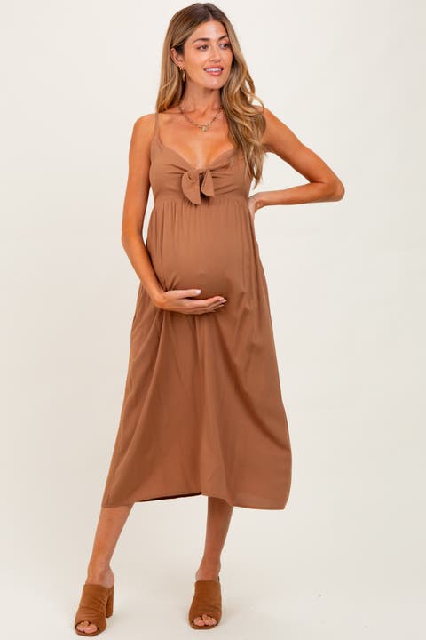 Front Tie Sleeveless Midi Dress