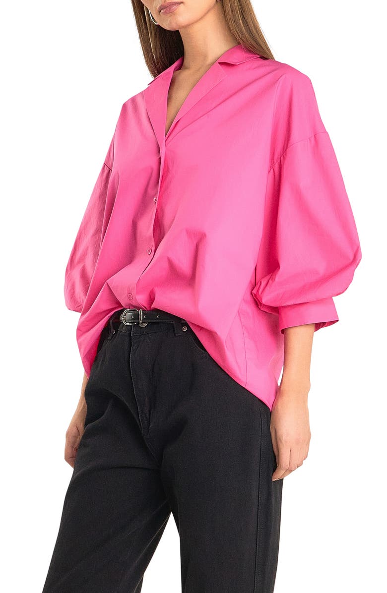 Endless Rose Blouson Sleeve Cotton Shirt, Alternate, color, Fuchsia