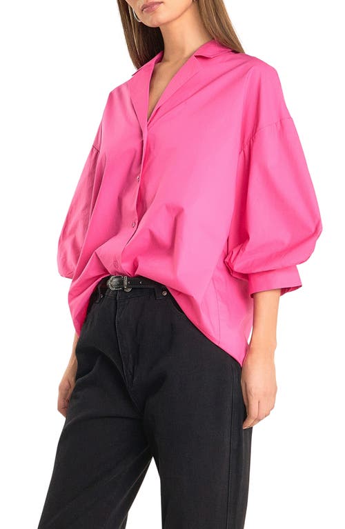 Endless Rose Blouson Sleeve Cotton Shirt In Fuchsia