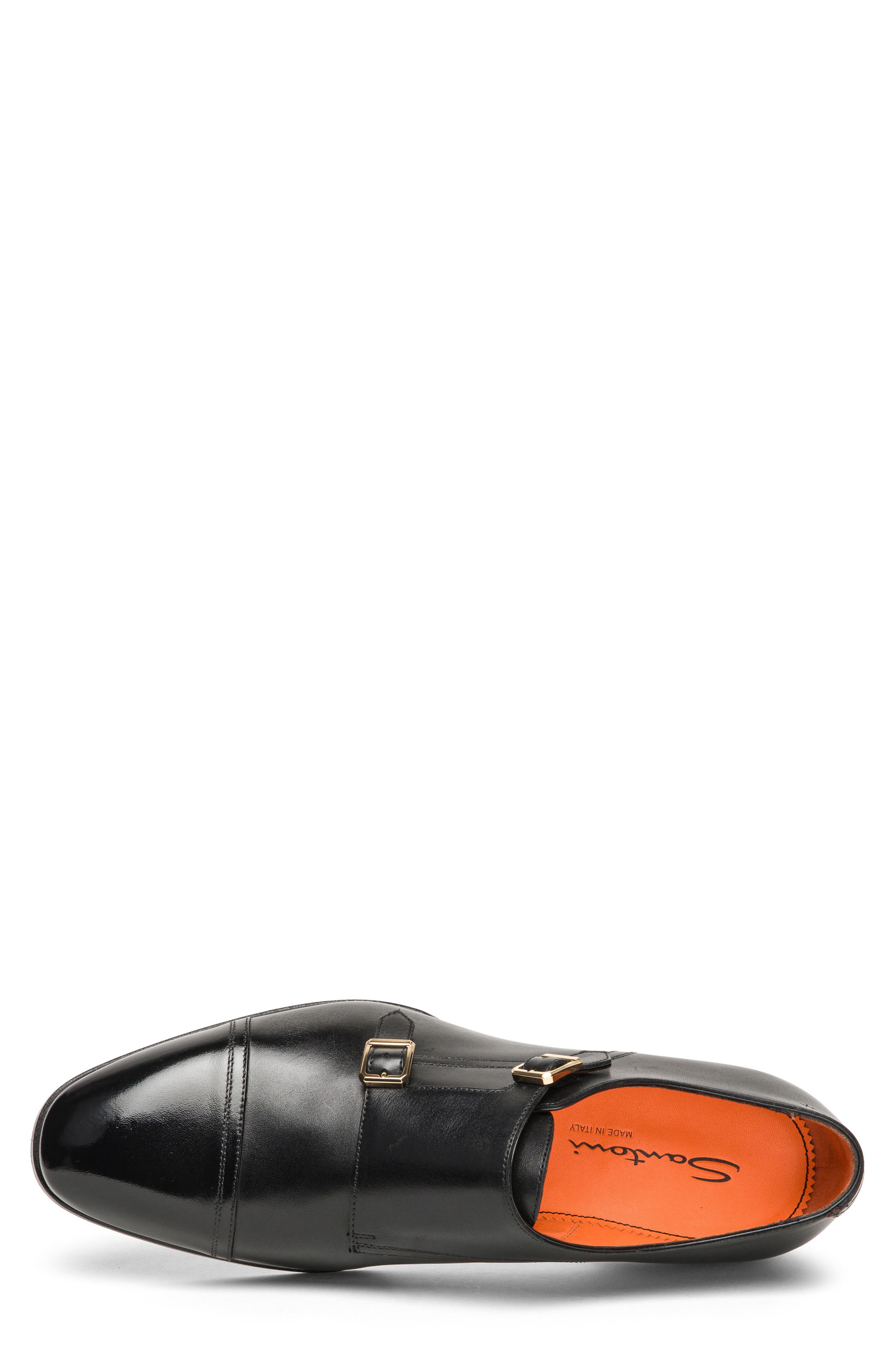 Axel Double Monk Strap Cap Toe Shoe, Alternate, color, BLACK