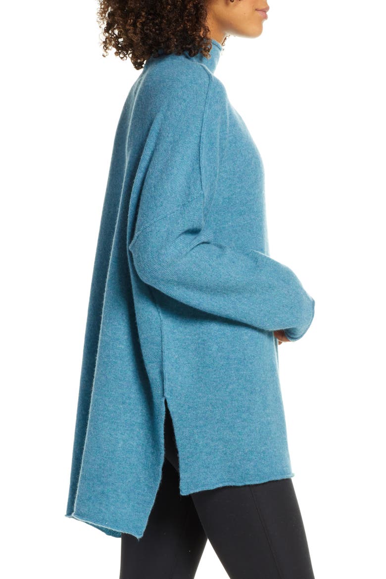 Elevate Oversize Wool & Cashmere Mock Neck Pullover, Alternate, color, BLUE AURORA HEATHER