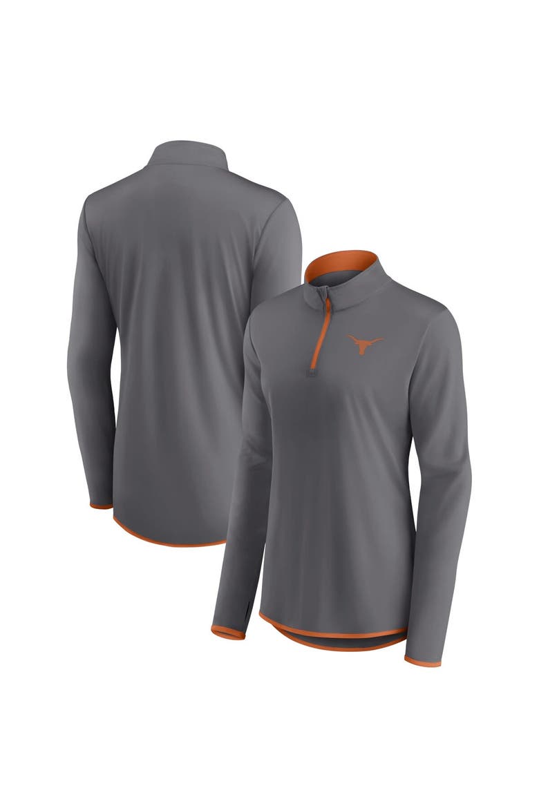 Women's Fanatics Branded  Gray Texas Longhorns Corner Quarter-Zip Top, Main, color, Gray
