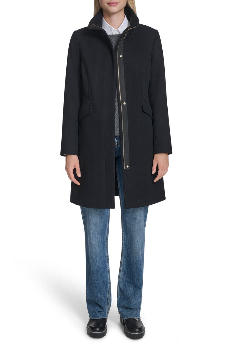 Longline Wool Blend Coat, Alternate, color, BLACK
