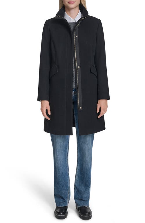 Cole Haan Longline Wool Blend Coat In Black