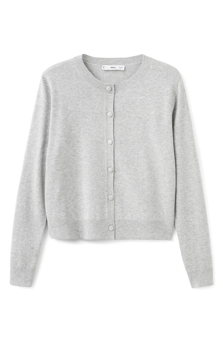 MANGO Covered Button Crewneck Cardigan, Alternate, color,