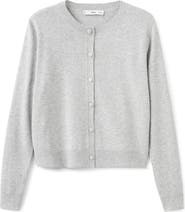 MANGO Covered Button Crewneck Cardigan