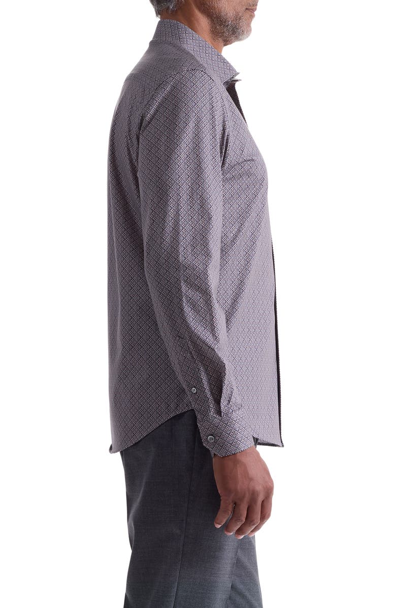 Bugatchi James OoohCotton<sup>®</sup> Geo Print Button-Up Shirt, Alternate, color, Wood Rose