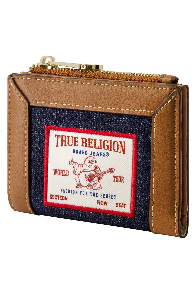 Buddha Patch Small Denim Wallet, Alternate, color, DARK DENIM
