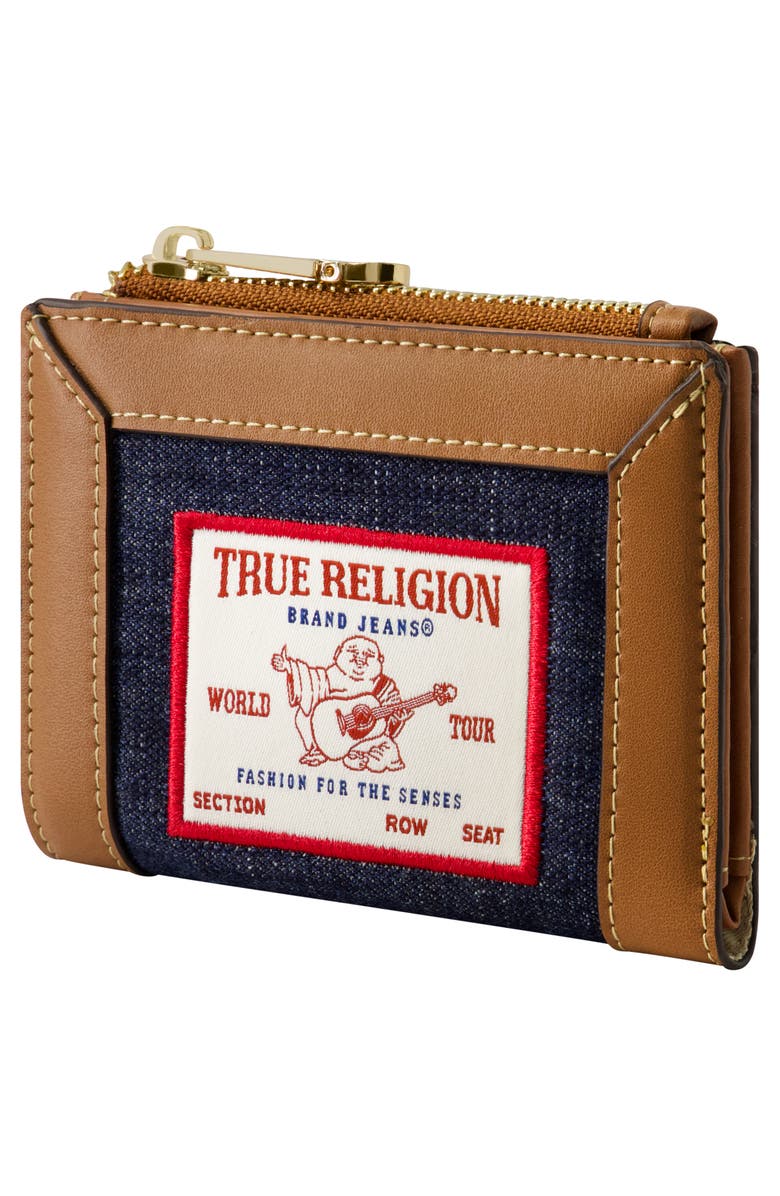 True Religion Buddha Patch Small Denim Wallet, Alternate, color, Dark Denim