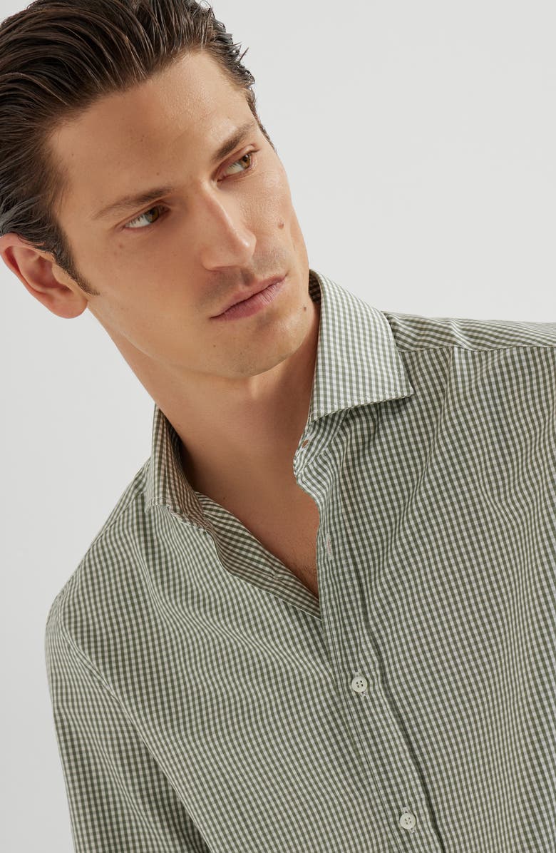 Brunello Cucinelli Spread collar shirt, Alternate, color, Khaki