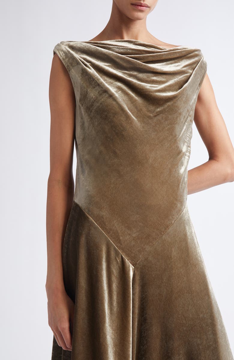 Altuzarra Drina Cowl Neck Stretch Velvet Gown, Alternate, color, Clove